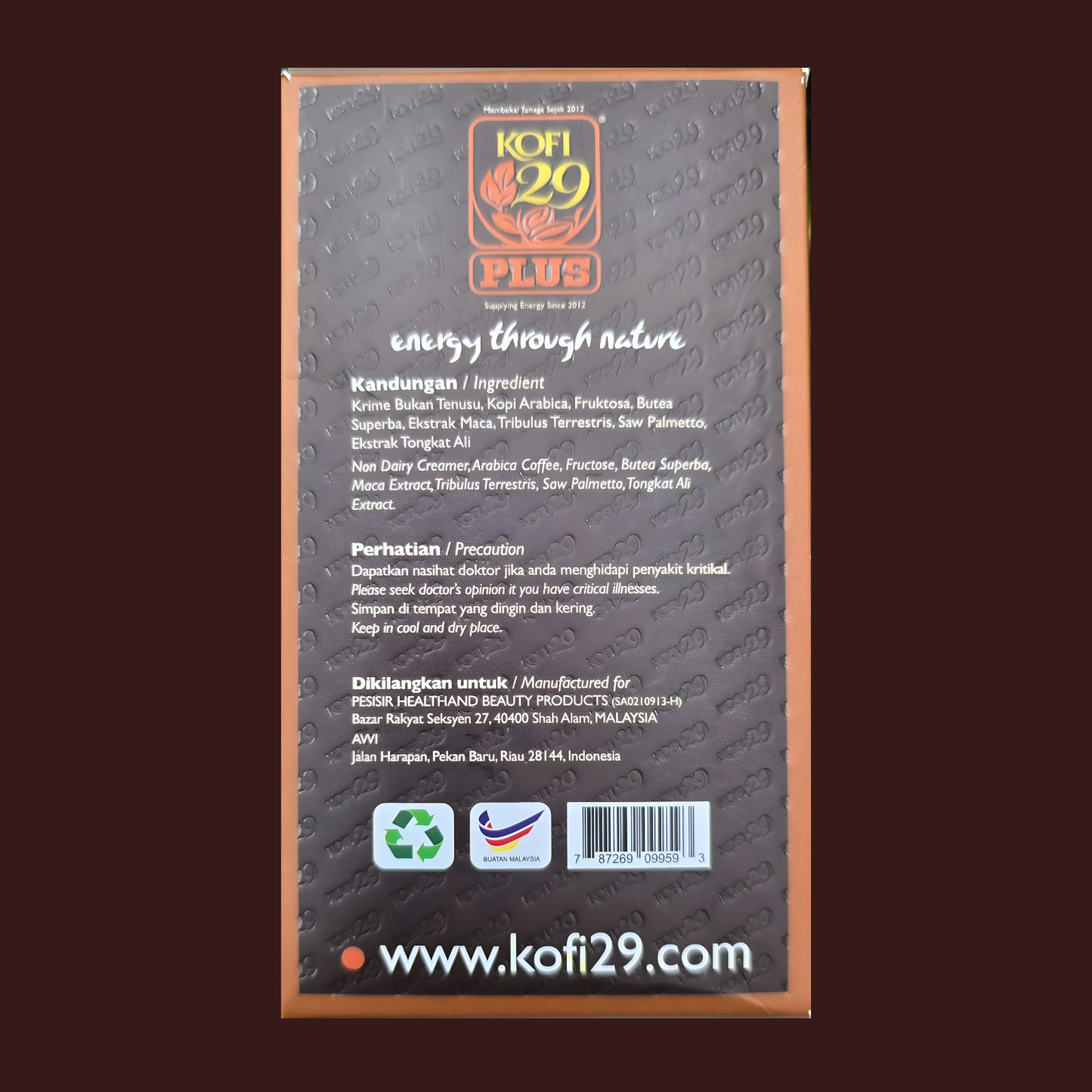 Kofi 29 Plus Coffee (1 Box = 10 Sachets)
