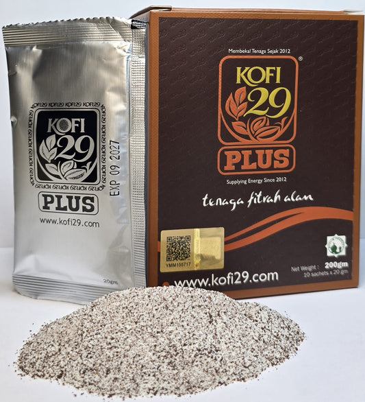 Kofi 29 Plus Box, Sachet & Contents Photo